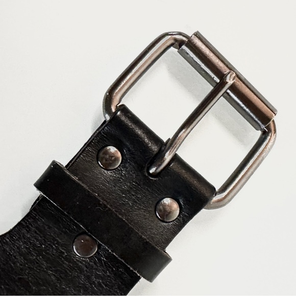 Vintage Wide Black Leather Woven Belt - Picture 6 of 9